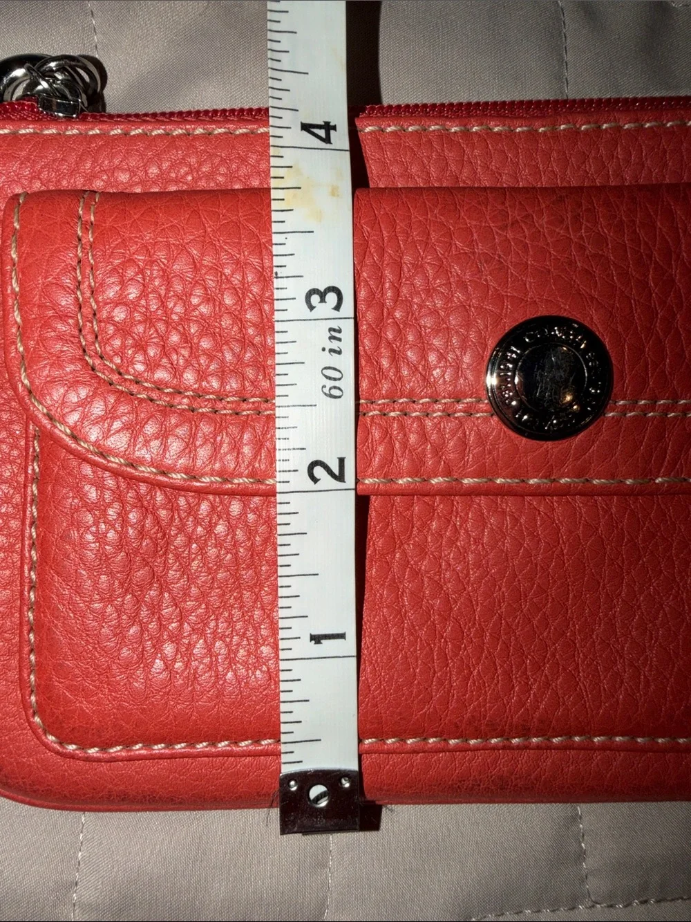 Coach Hamilton Pebbled Leather Flap Wristlet in Geranium Coral